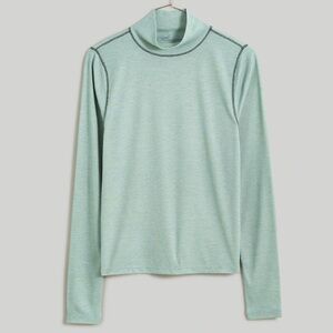 Madewell semi sheer mockneck long sleeve tee in heather sage- small